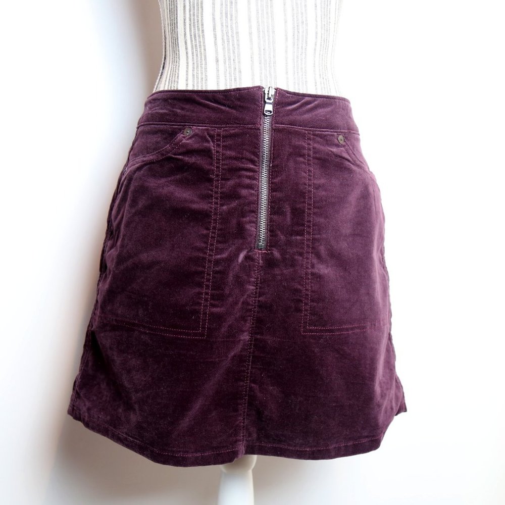 Purple Corduroy Skater Style Skirt High Waisted